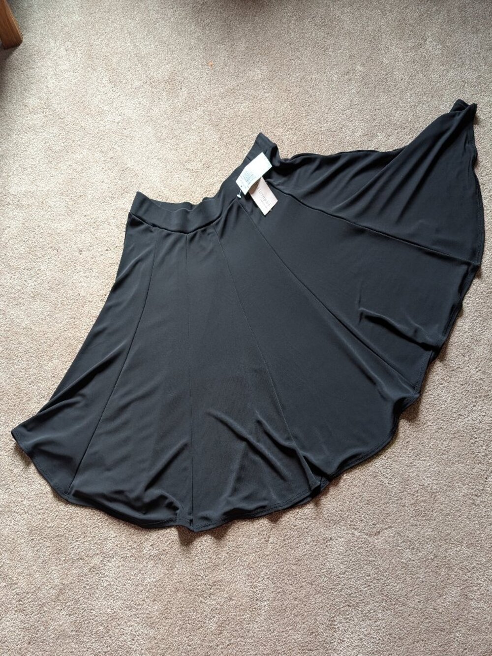 Full Black Skater Skirt, with numerous panels. NWT. Knee length size large